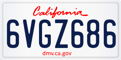 CA license plate 6VGZ686
