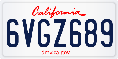CA license plate 6VGZ689