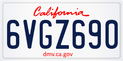 CA license plate 6VGZ690