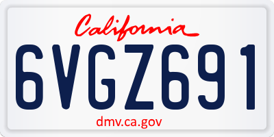 CA license plate 6VGZ691