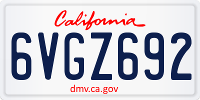 CA license plate 6VGZ692