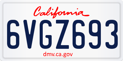 CA license plate 6VGZ693