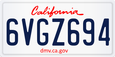 CA license plate 6VGZ694