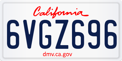 CA license plate 6VGZ696