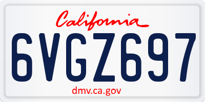 CA license plate 6VGZ697