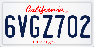 CA license plate 6VGZ702