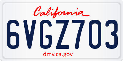 CA license plate 6VGZ703