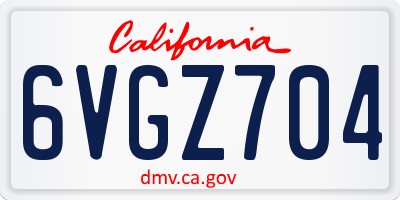 CA license plate 6VGZ704