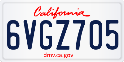 CA license plate 6VGZ705