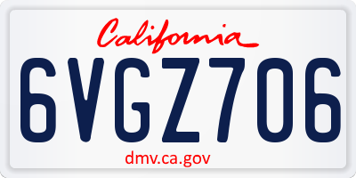 CA license plate 6VGZ706