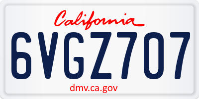 CA license plate 6VGZ707