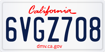 CA license plate 6VGZ708