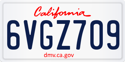 CA license plate 6VGZ709