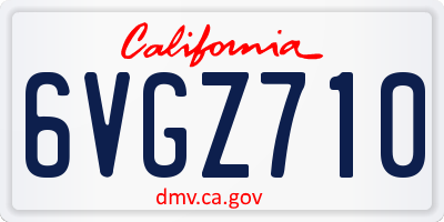 CA license plate 6VGZ710