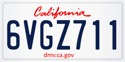 CA license plate 6VGZ711