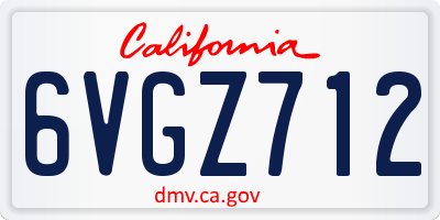CA license plate 6VGZ712