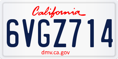 CA license plate 6VGZ714