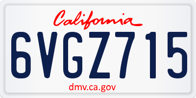 CA license plate 6VGZ715