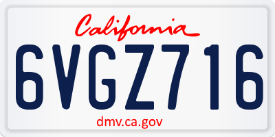 CA license plate 6VGZ716