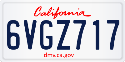CA license plate 6VGZ717