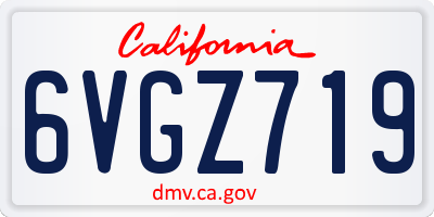 CA license plate 6VGZ719
