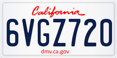 CA license plate 6VGZ720