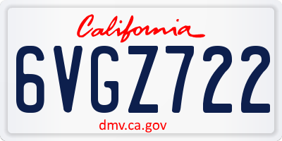 CA license plate 6VGZ722