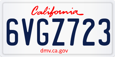 CA license plate 6VGZ723