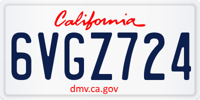 CA license plate 6VGZ724