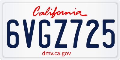 CA license plate 6VGZ725