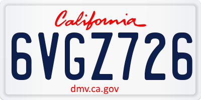 CA license plate 6VGZ726