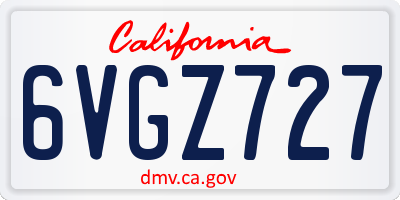 CA license plate 6VGZ727