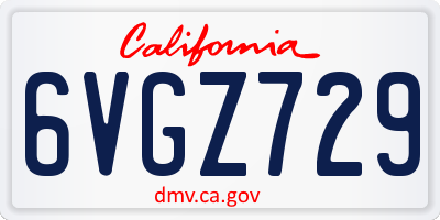 CA license plate 6VGZ729