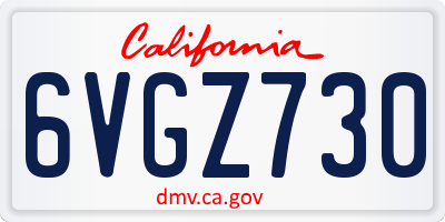 CA license plate 6VGZ730