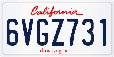 CA license plate 6VGZ731