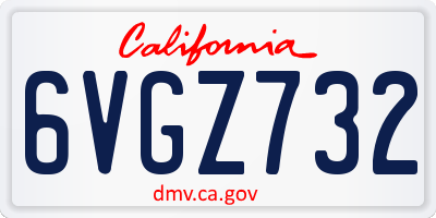 CA license plate 6VGZ732