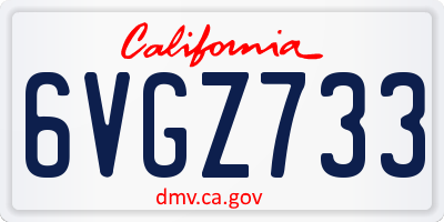 CA license plate 6VGZ733
