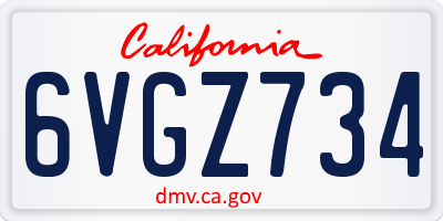 CA license plate 6VGZ734