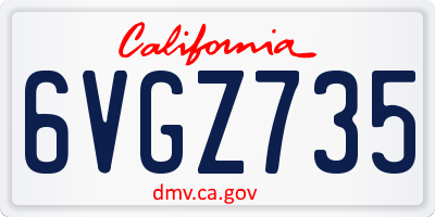 CA license plate 6VGZ735
