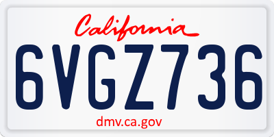 CA license plate 6VGZ736