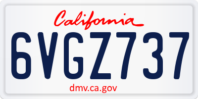 CA license plate 6VGZ737