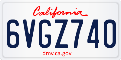 CA license plate 6VGZ740