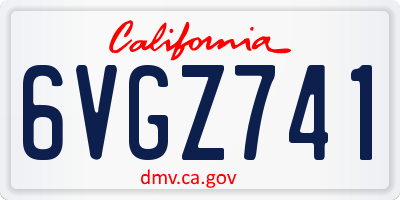 CA license plate 6VGZ741