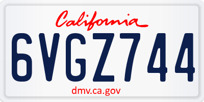 CA license plate 6VGZ744