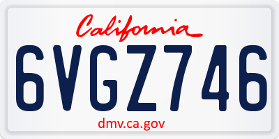 CA license plate 6VGZ746