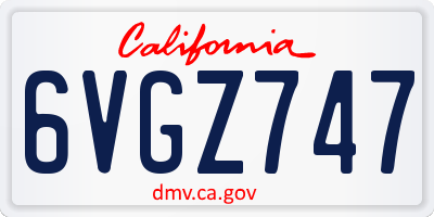 CA license plate 6VGZ747
