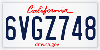 CA license plate 6VGZ748