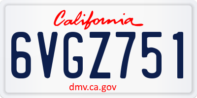 CA license plate 6VGZ751
