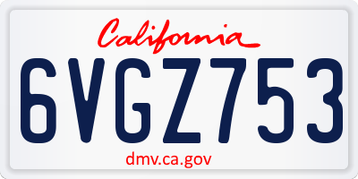 CA license plate 6VGZ753