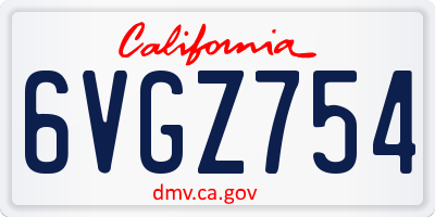 CA license plate 6VGZ754